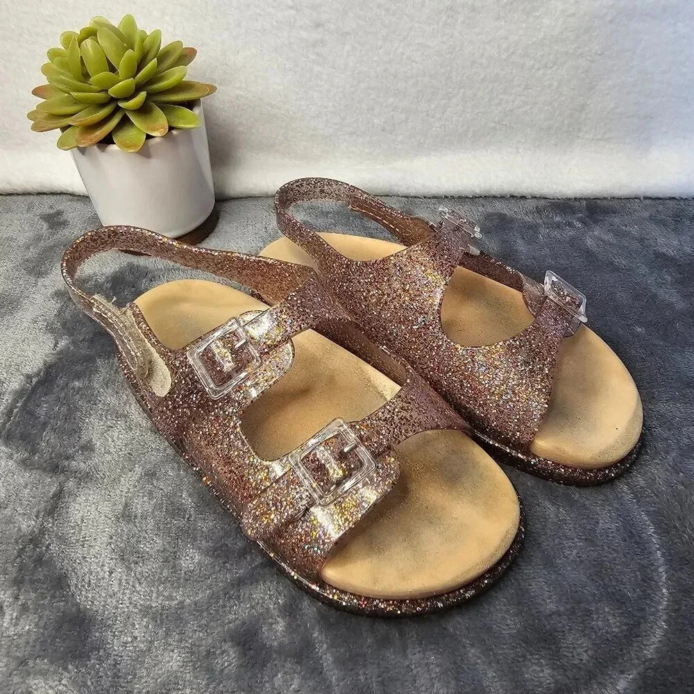 mini Melissa rainbow glitter Jelly sandals